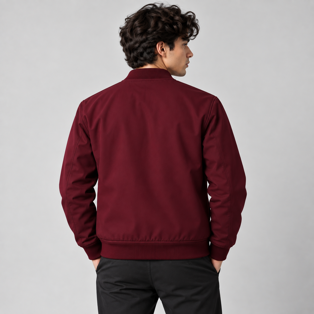 LEEVARA Burgundy Signature Bomber