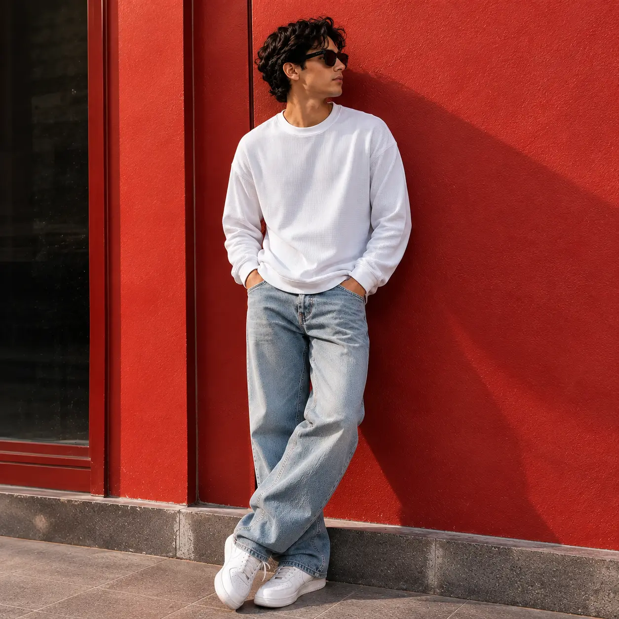 LEEVARA Waffle Boxy Tee new arrival