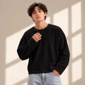 LEEVARA Waffle Boxy Tee