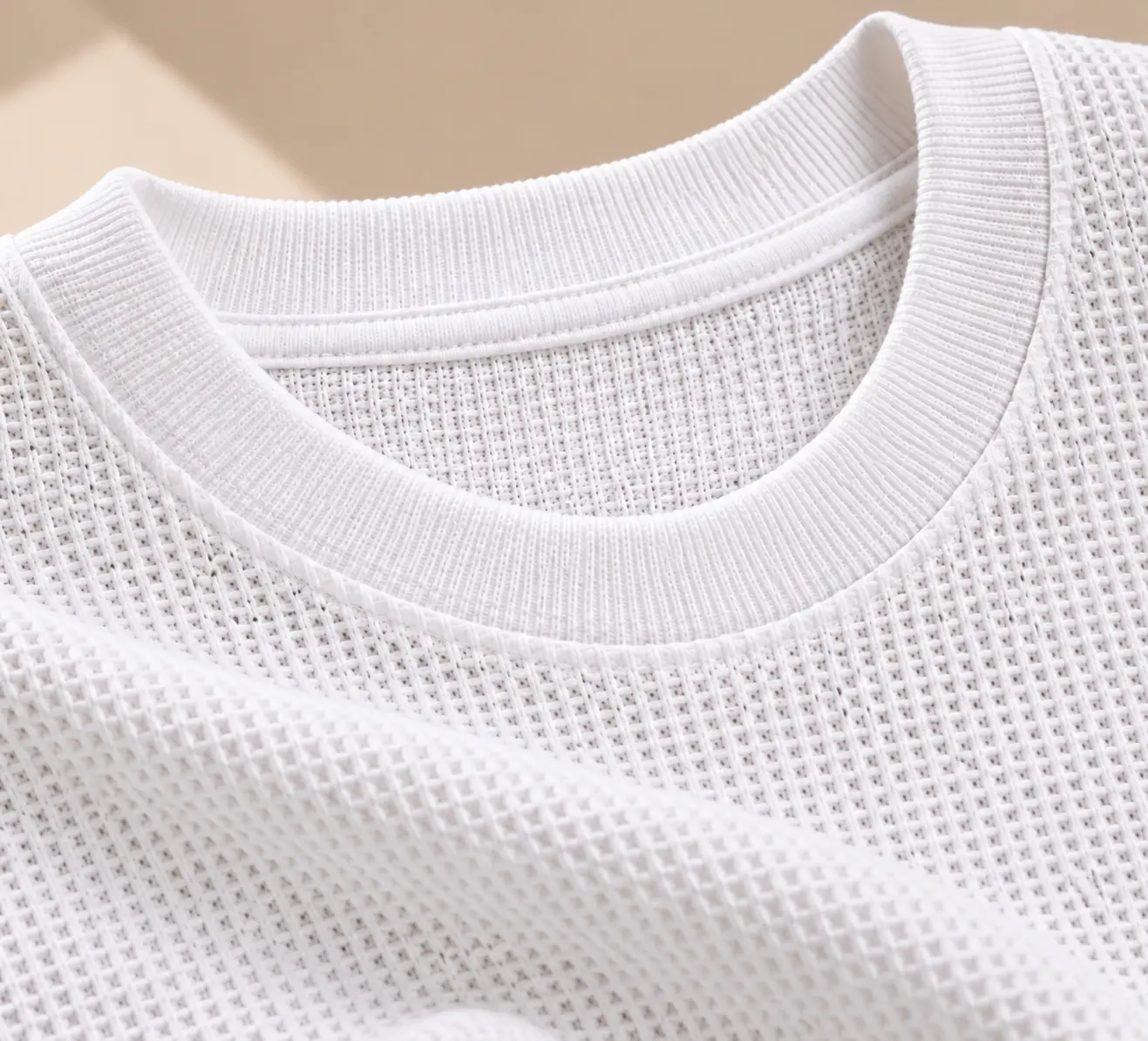 LEEVARA waffle knit fabric and crewneck detail